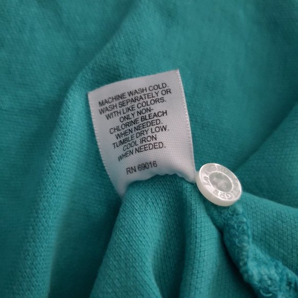 Vintage LE TIGRE Polo Shirt Size XL Teal with Blue - Picture 6 of 7